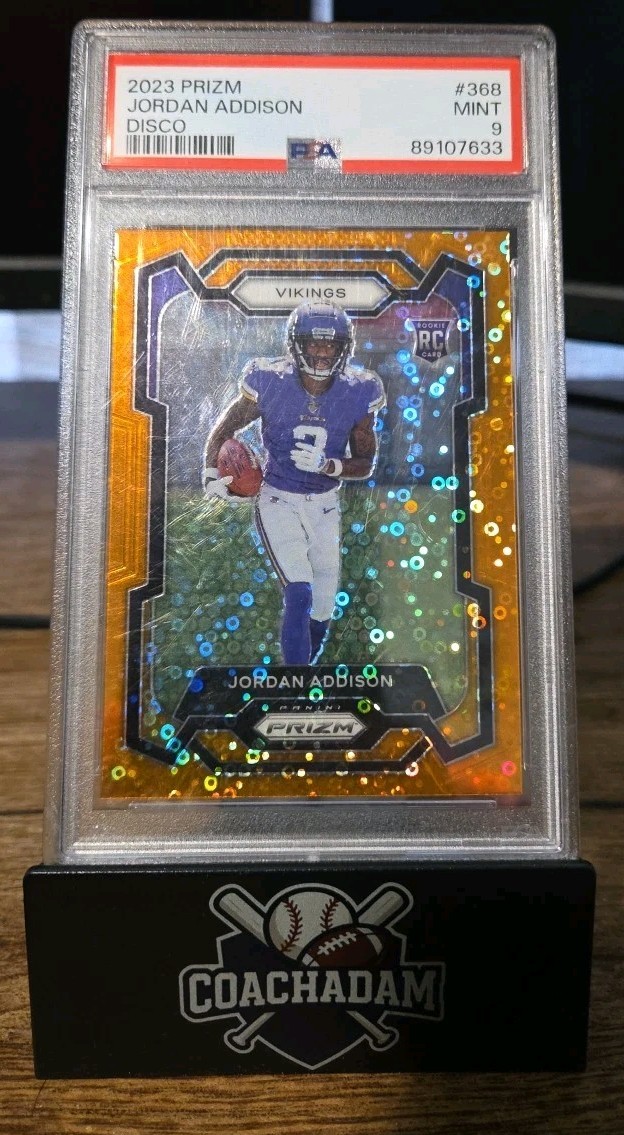 2023 Prizm Jordan Addison ORANGE DISCO Prizm Rookie Card #368 PSA 9💥