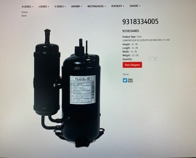 FUJITSU K9318334005 COMPRESSOR RLS2/RLS2H/RLS3/RLS3H/RLFF/RLFFH 220V 60HZ 1000W