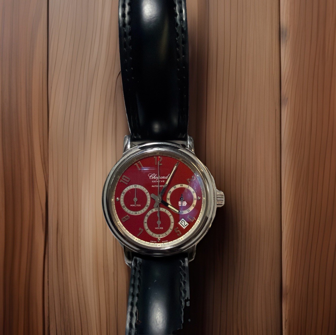 Chopard Geneve Automatic Chronograph Red Dial Bla… - image 1