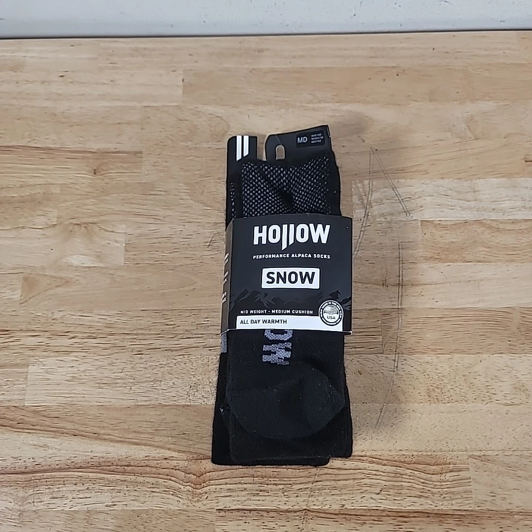 Hollow Performance Alpaca Snow Socks Medium M (7 - 9.5) W (7-10) Black New