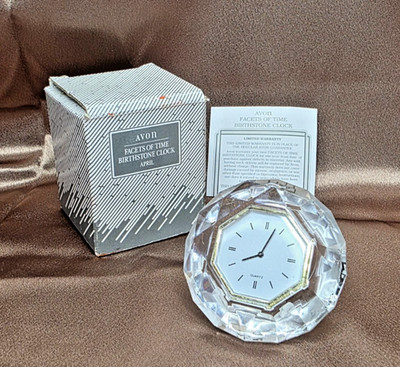 Avon ~ Facets Of Time ~ April ~ Birthstone Clock 1992