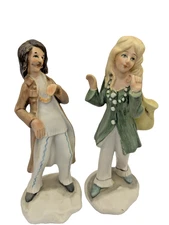 2 Dancing Hippies Norleans Bone China 5.25 inches Figurines Vintage