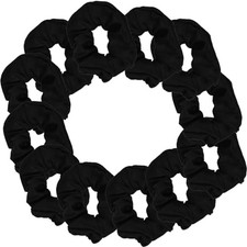 12 Pack Solid Hair Ties Scrunchies  Black