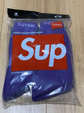 Supreme Hanes Purple Crew Socks 4 Pack Size 6-12 Unisex Streetwear Essential