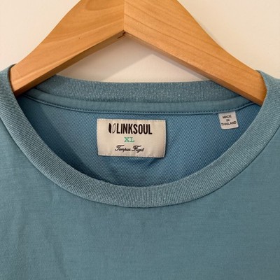 Linksoul Mens XL Tempus Fugit Pima Cotton Blend Pocket Tee Blue LS1396 T-Shirt