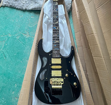 Chitarra elettrica Ibanez JEM Style - Nera con hardware oro Floyd Rose Tremolo