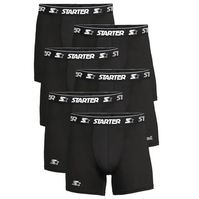 Starter Mens Active Performance Boxer Briefs 6-Pack  Black Size XXL