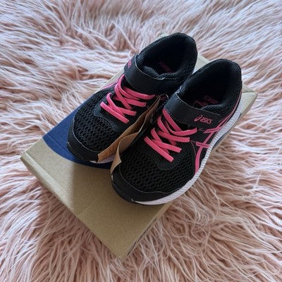 NIB ASICS Contend 7 PS Unisex Kids Sneaker Black/Hot Pink US 11 