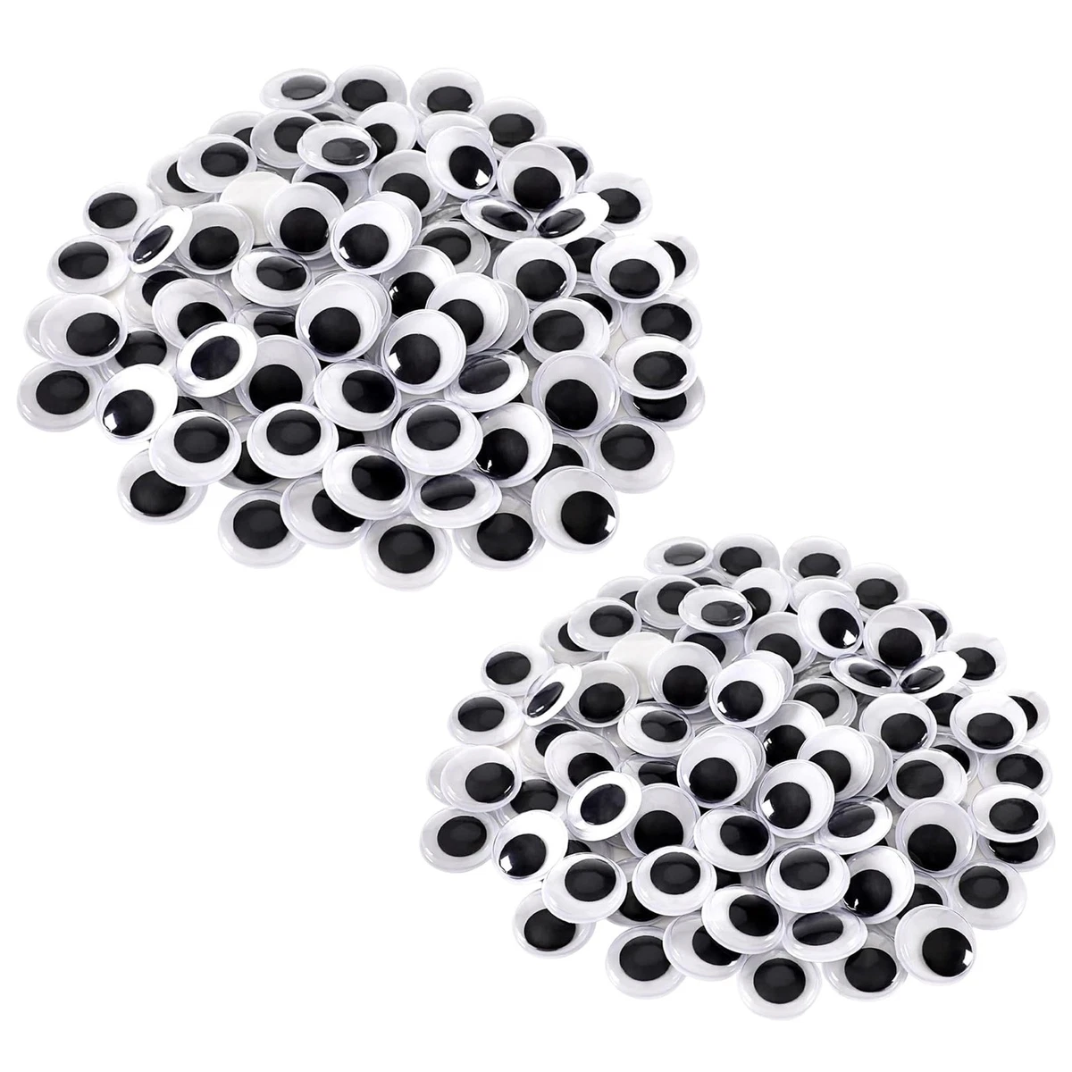JANYUN - 100 occhi finti autoadesivi che si illuminano al buio, colori brillanti, 8 mm, 10 mm, 12 mm, 15 mm, 20 mm, 25 mm, confezione mista per decorazioni fai da te