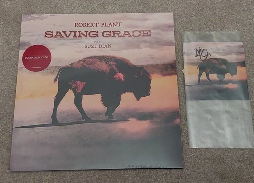 Robert Plant Saving Grace Fruit Punch Vinyl Signed Art Card Led Zeppelin. New