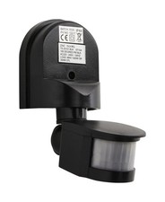 Motion Sensors And PIR Black Dion Sensor IP44 12m Max 180* Zink ZN-25151-BLK