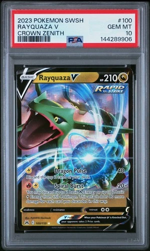 2023 POKEMON SWORD & SHIELD CROWN ZENITH #100 RAYQUAZA V PSA 10
