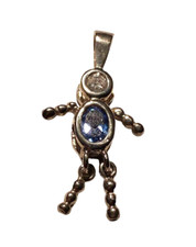 Sterling Silver September Blue Sapphire CZ Birthday Child Boy Son Dad Baby Charm