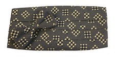 Men's Alexander Julian 100 Silk Black Ivory Plaid Cummerbund  Bow Tie Set