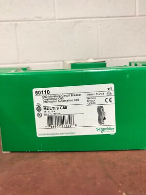 NEW Schneider Electric Multi 9, C60 UL489, 60110 MCB, 1 pole, 10 A, 240 V