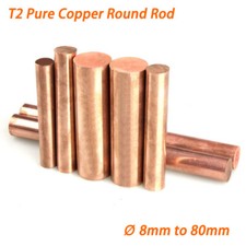 99.9% T2 Pure Copper Round Rod Bar Metal Rods Diameter 8mm to 80mm Length 100mm
