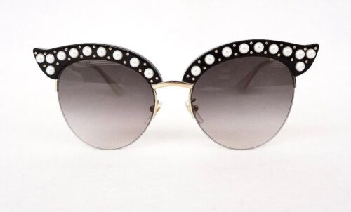 GUCCI Woman Sunglasses GG0212S 001 Black/Gold 140 MADE IN ITALY - New - Afbeelding 1 van 24