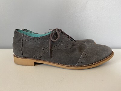 Toms Gray Suede Lace Up Oxford Shoes Mens Size 10 | eBay