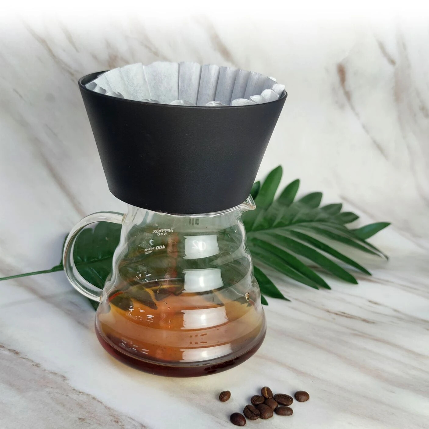 Pour Over Coffee Maker 2-5 Cup Filter Holder Large Dripper Fits 185 Flat Papers