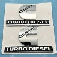 2x Fender Side Emblems For RAM 1500 2500 3500 Cummins Turbo Diesel Badge Chrome