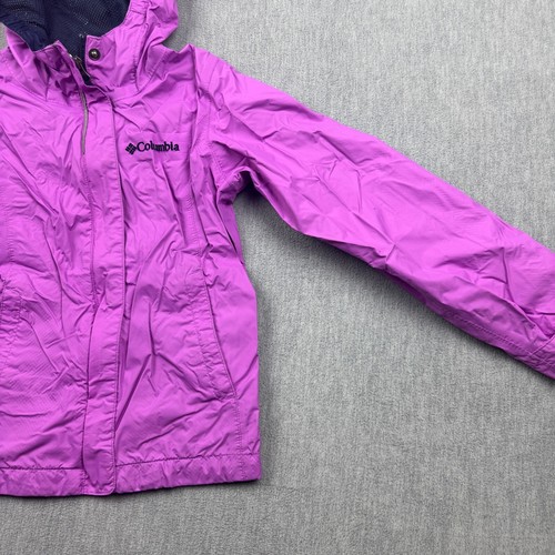 Columbia Jacket Youth Girls XS 6 Purple Arcadia Omni Tech Waterproof Rain Coat - Picture 4 of 15