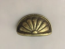 vintage oval shell pool drawer handle gold 3" center KBO-2