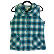 Stetson Western Cowboy Cowgirl Plaid Pearl Snap Puffer Vest Jacket