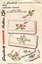 1940's VTG Simplicity Floral Sprays Embroidery Transfer Pattern 7416