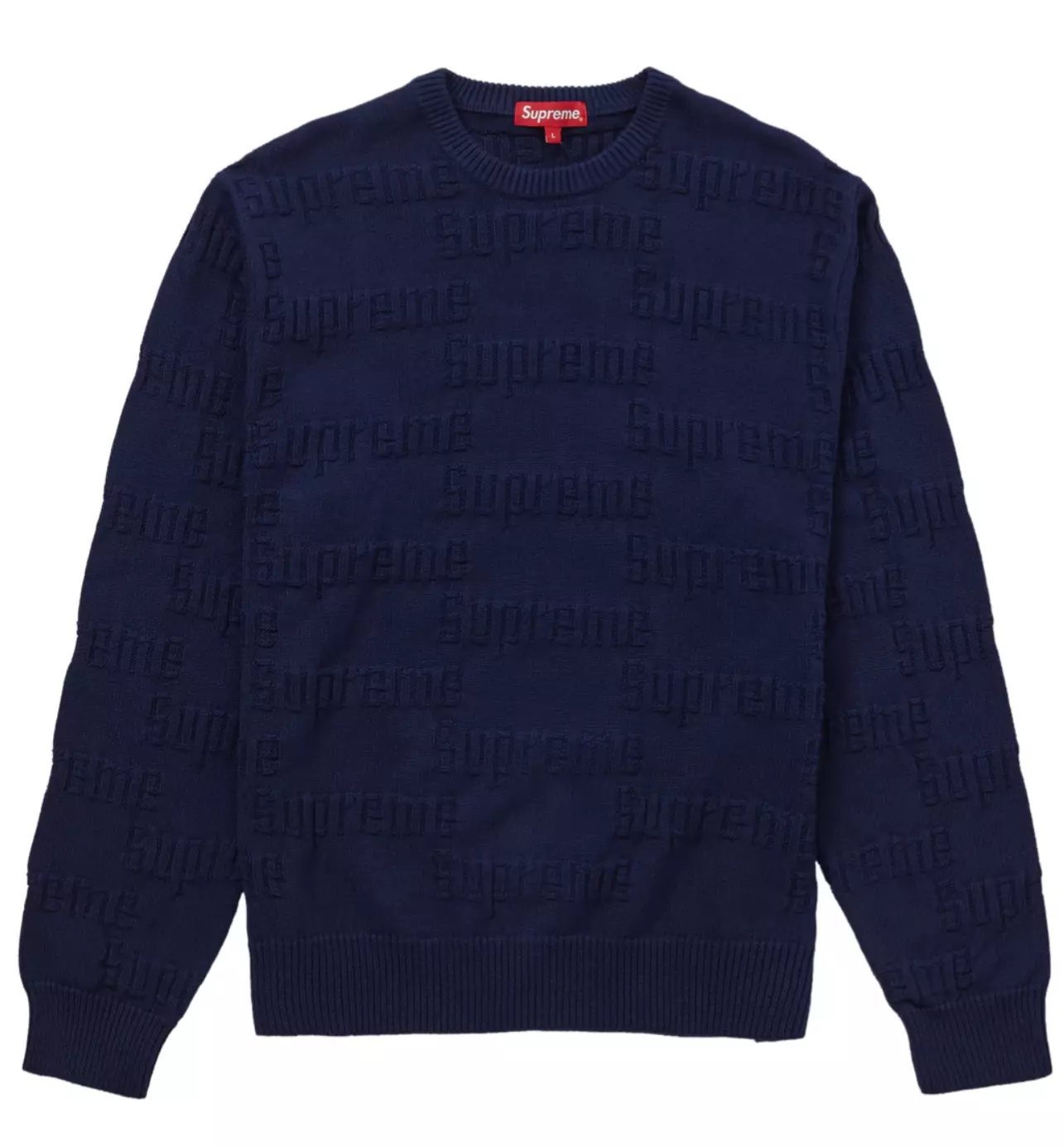 Neuf ! Pull Supreme F/W 19 logo surélevé (marine) grand