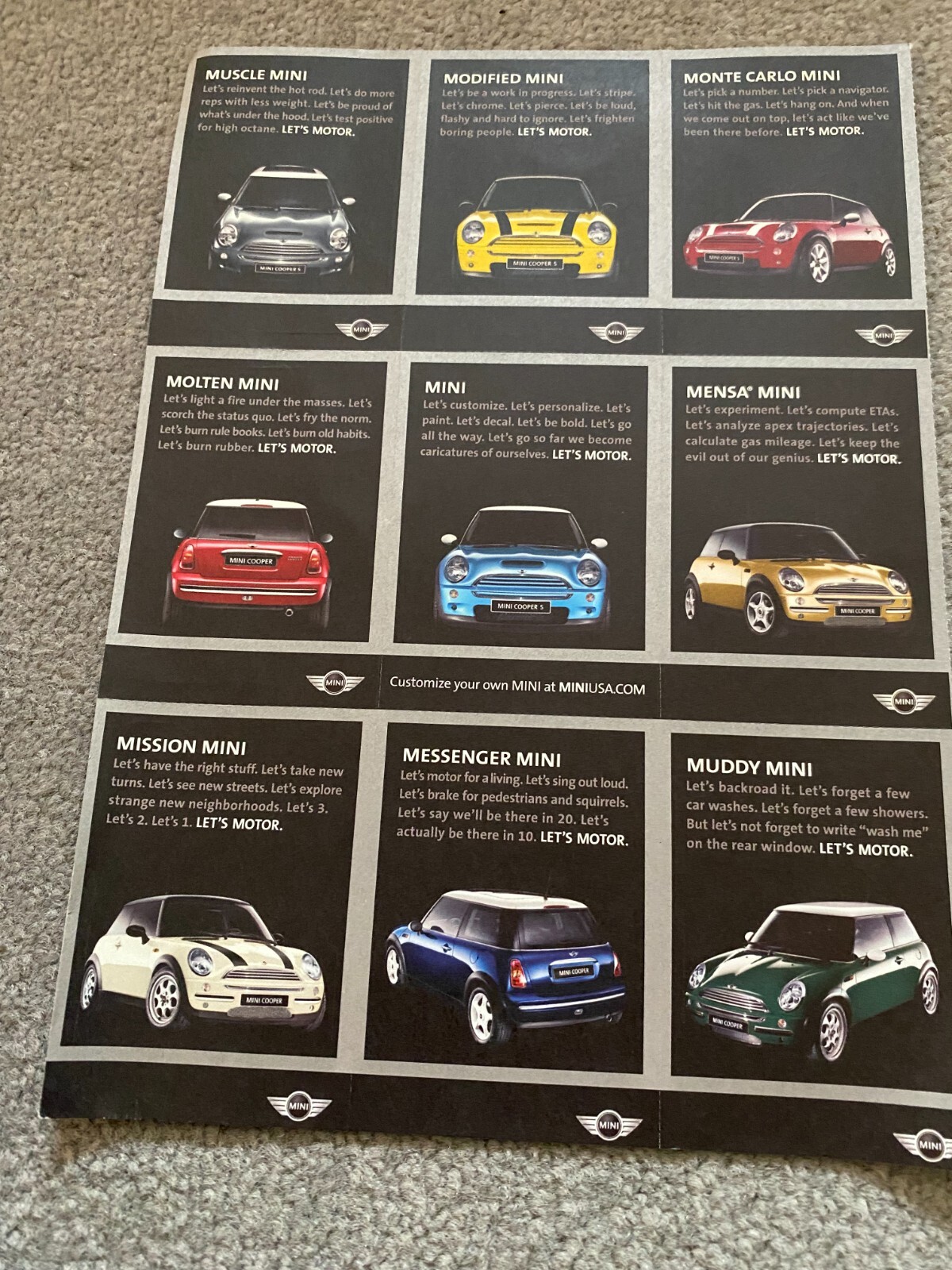 Mini Cooper 2003 Sheet of Stickers Set of 8 -- 