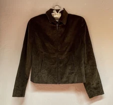 Carlisle Womens Textured Silk Blend Zip Front Jacket Size 2 Black/Gold Lined