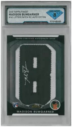 2010 Topps Finest MADISON BUMGARNER 161 Rc Letter Patch Auto /106💎DSG 8 NM/Mint