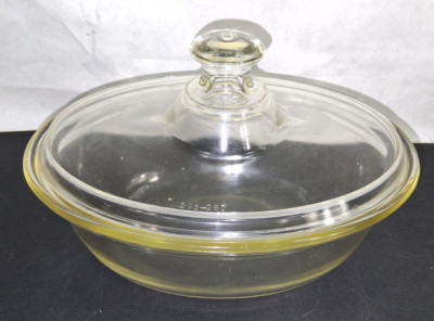 Vintage Pyrex Oval Covered 1 Quart Casserole Dish Etched Lid 293-297 1920s