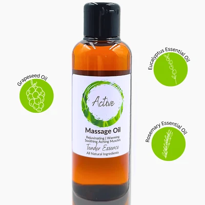 TENDER ESSENCE Sports Massage Oil Muscle Rub Soothing Exercise Full Body Relaxing 100ml Bottle