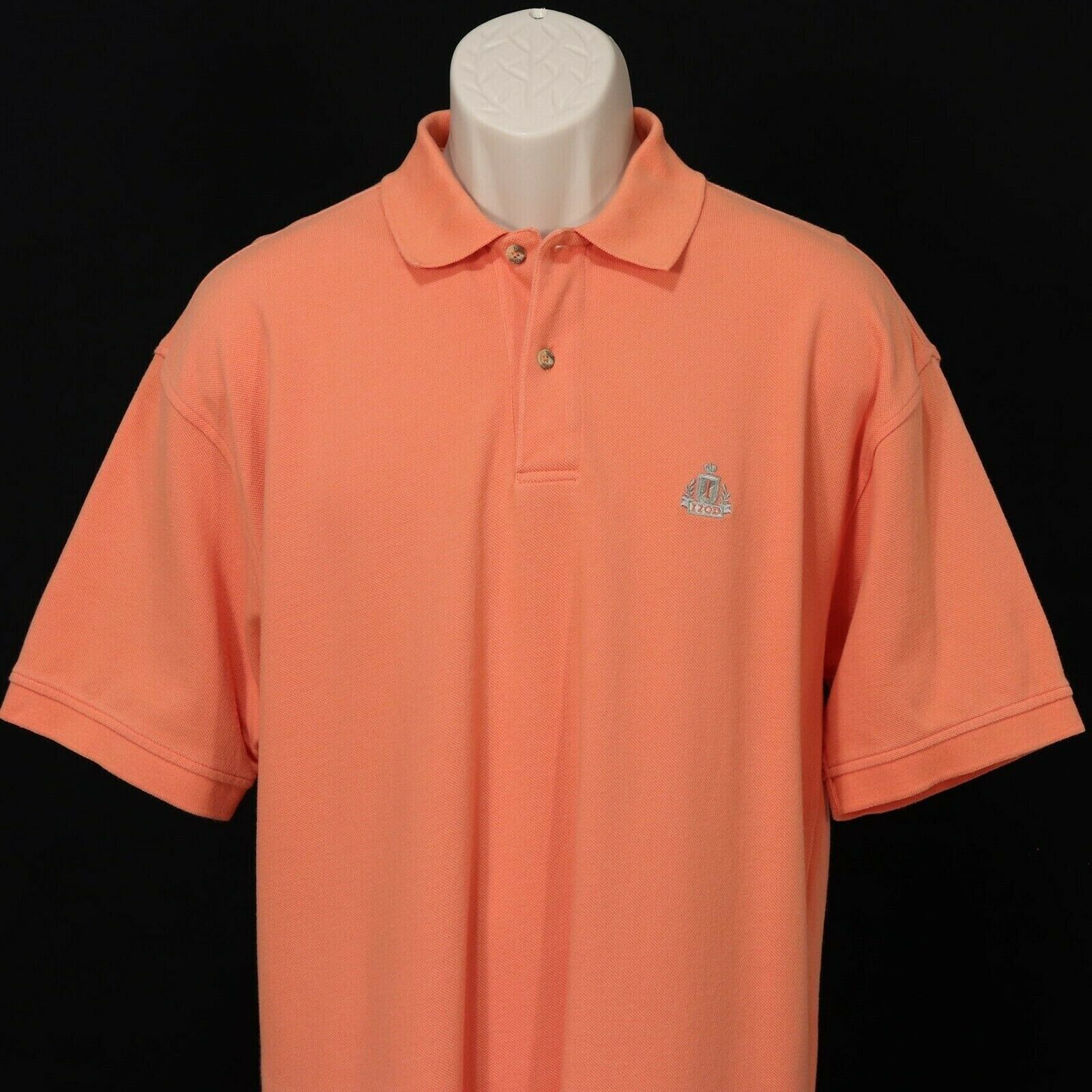 Izod Mens Pique Polo Shirt M Medium Orange Short … - image 2