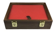 Walnut Wood Display Case 9 x 12 x 3 for Arrowheads Knifes Collectibles & More  
