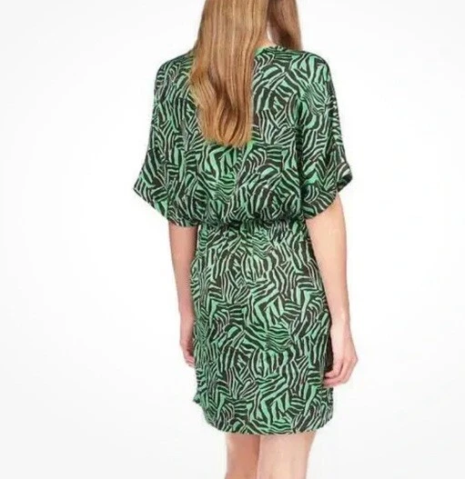 Abito MICHAEL Kors Stampa finto avvolgente taglia grande usa unata volta verdelente!