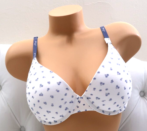 Victoria's Secret PINK Push-up Bra Boyshort Panty SET White Blue Floral 36C/M - Picture 5 of 11