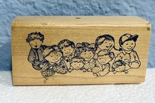 Kids Children Wood Mounted Rubber Stamp Siblings Family Boys Girls