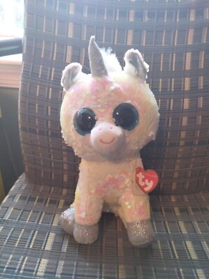 Ty Beanie Boos Flippables 10  Diamond Color Changing Sequins Unicorn Plush