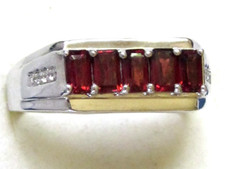 Natural Red Garnet Ring / size 13/ 925 Sterling Silver / 2cts  6.7g
