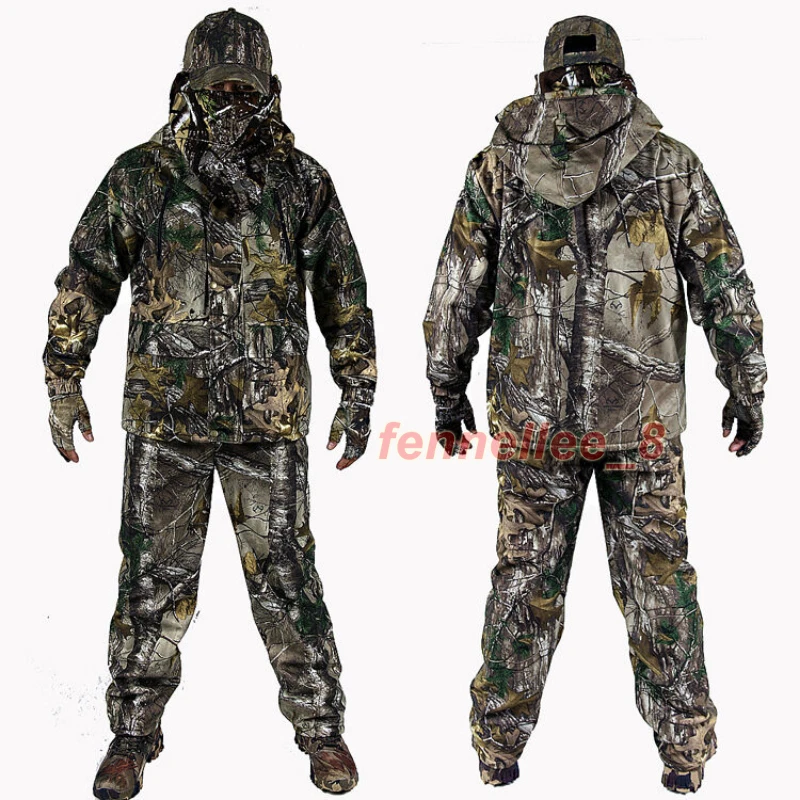Real Tree Camouflage Jacket Pants Hunting Fishing Clothing Winter Ghiliie Suit - Image 2 of 4