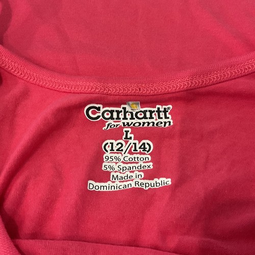New Carhart RN14806 Girls Youth Sz L (12/14) Tank Top Spaghetti Straps Hot Pink - Picture 6 of 7