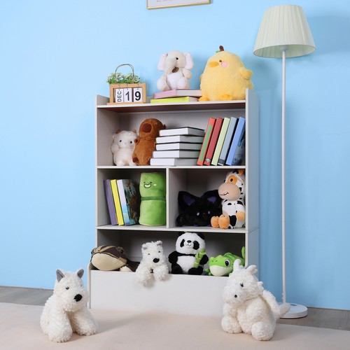 Kids Bookshelf, 4-Tier Storage Bookcase, Open Book Shelf, Toy Organizer Cabinet - Picture 11 of 18