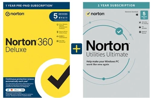 Norton 360 Deluxe + Utilities Ultimate, 5 Geräte - 1 Jahr, Blitzversand