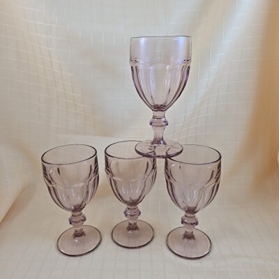 Libbey Pink/Rose Duratuff Water Goblets, Made in USA, Excellent Condition