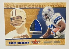 2002 Fleer Tradition Classic Combinations Roger Staubach Emmitt Smith Jersey