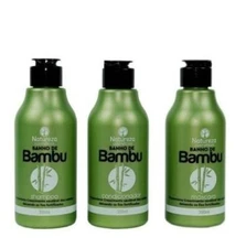 Hair Shine Organic Bamboo Bath Home Care Maintenance 3x300ml Natureza Cosmetics