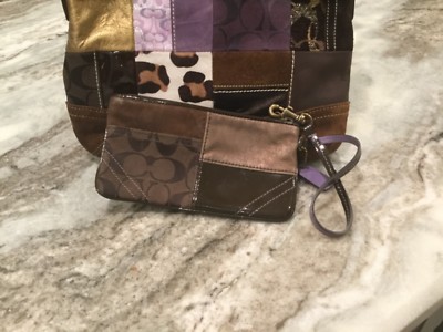 Coach Eva Holiday Patchwork Purple and Brown calf hair bag with