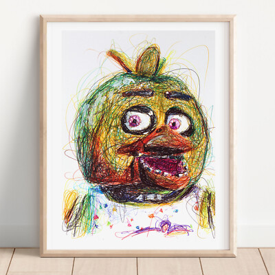 Chica Ballpoint Pen Print, Five Nights At Freddy's Art Poster